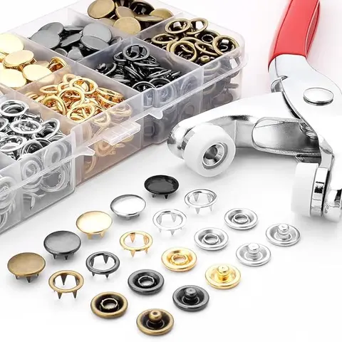 100 Sets 9.5mm Metal Snaps Buttons with Fastener Pliers Press Tool Kit Perfect for Youngers Crafts Clothes Hats and Sewing,Snap Button Fasteners Kit for Youngers Clothing Sewing
