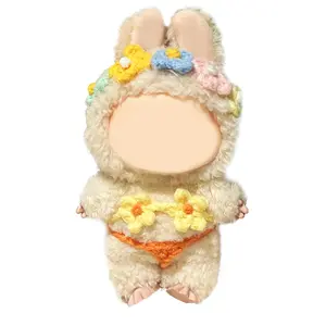 Sexy Bikini Clothes for labubu 15/17cm Doll Clothes Set Suitable for Dolls Accessories Hand-Woven - Flower Headband + Yellow Bikini (NO Doll) 1pc suit dress-up replacement outfit
