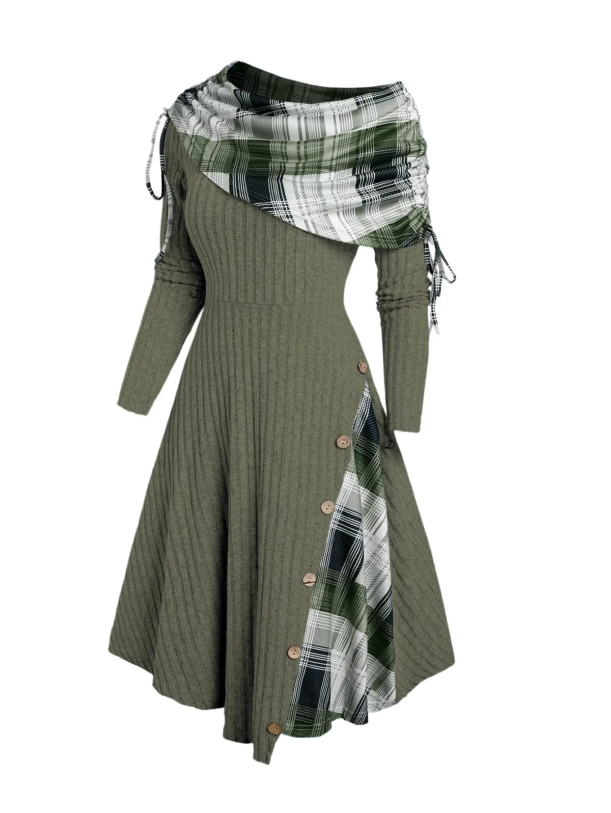 green plaid dress amazon Green Plaid Collar Mini Dress & Reviews - Green - Dresses