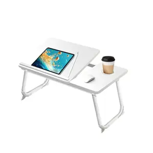 Adjustable Lap Desk for Bed & Couch, Foldable Laptop Table with Cup Holder, Portable Bed Tray for Writing, Reading, Breakfast & Home Office Use Household Essential