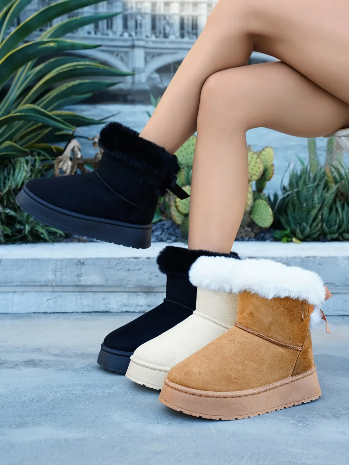 Women's Mini Ankle Boots, Comfortable Winter Slip-On Design, Winter Warm Boots, Perfect for Cold Weather, Fashionable and Practical Footwear