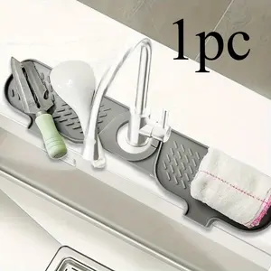 1pc Rotatable Drain Mat, Kitchen Sink Faucet Holder, Sponge Cloth Organizer, Soap Pad, Durable Design, Space-Saving Solution