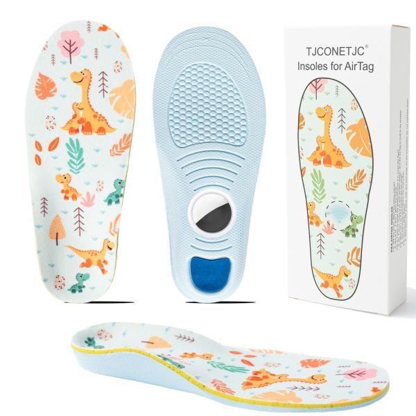 Kids Insoles Compatible with AirTag Arch Support Shoe Inserts for Children Soft Cushion Insoles with Hidden Tracking Holder, Anti-Lost Tracker Case
