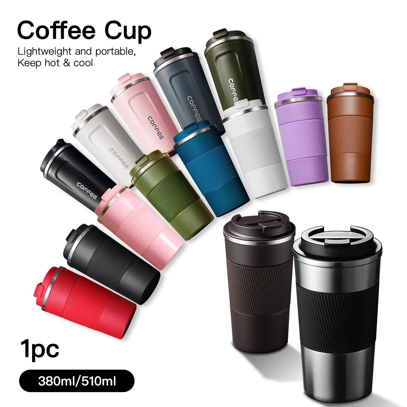 380ML/510ML Vacuum Insulated Coffee Travel Mug, Leak-Proof Double Wall Stainless Steel Reusable Thermos, Keeps Drinks Hot/cold, Perfect Gift, Drinkware, Insulated Tumbler Mug, Thermal Cup