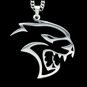 Hellcat Necklace SRT - 1.5" Mirror Polished Stainless Steel Pendant with Laser Carved Demon Design & Choice of Chain Free Gift Included