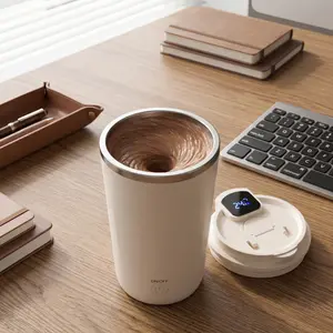 400ML Smart Self Stirring Coffee Mug Temperature Display 7000RPM Magnetic Automatic Mixing Cup Rechargeable Waterproof 304 Stainless Steel Portable Travel Tumbler for Protein Shake Latte Hot Chocolate Office Home