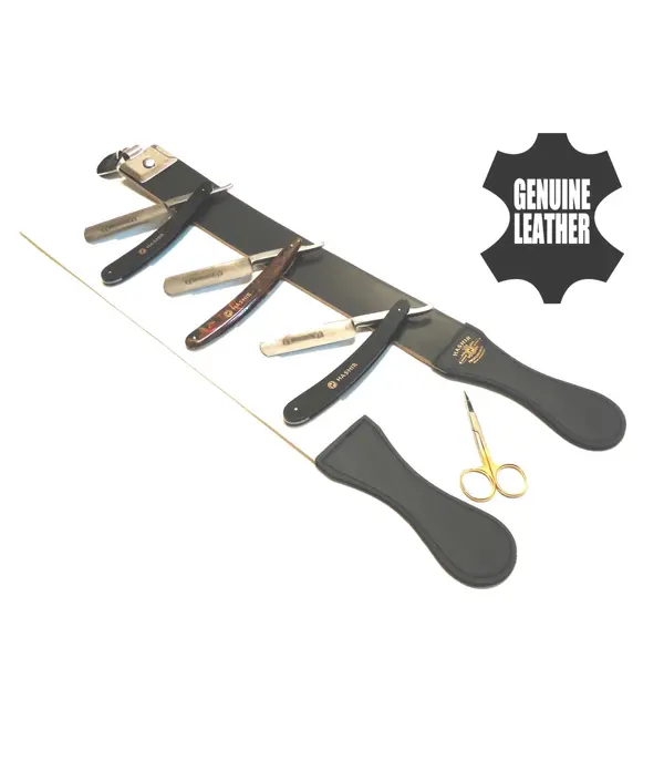 5pcs Solid Super Straight Razors + Razor Sharpener Shaping Strop Scissors Kit Gift Steel Gift Steel Gift Steel