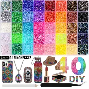 40-Colors Resin Jelly Rhinestones Kit with Tools, 40000Pcs 3mm Bedazzling Kit, Bedazzler Kit with Rhinestones for Shoes, Clothes, Nail Art,  Book ,DIY Crafts & Rhinestones for Bedazzling