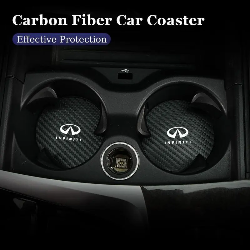 2Pcs Car Accessories Coaster Water Cup Pad Cushion For Infiniti Q50 FX35 Q30 G37 Q70 QX70 G35 Q60 QX50 QX60 QX80 QX30 JX35