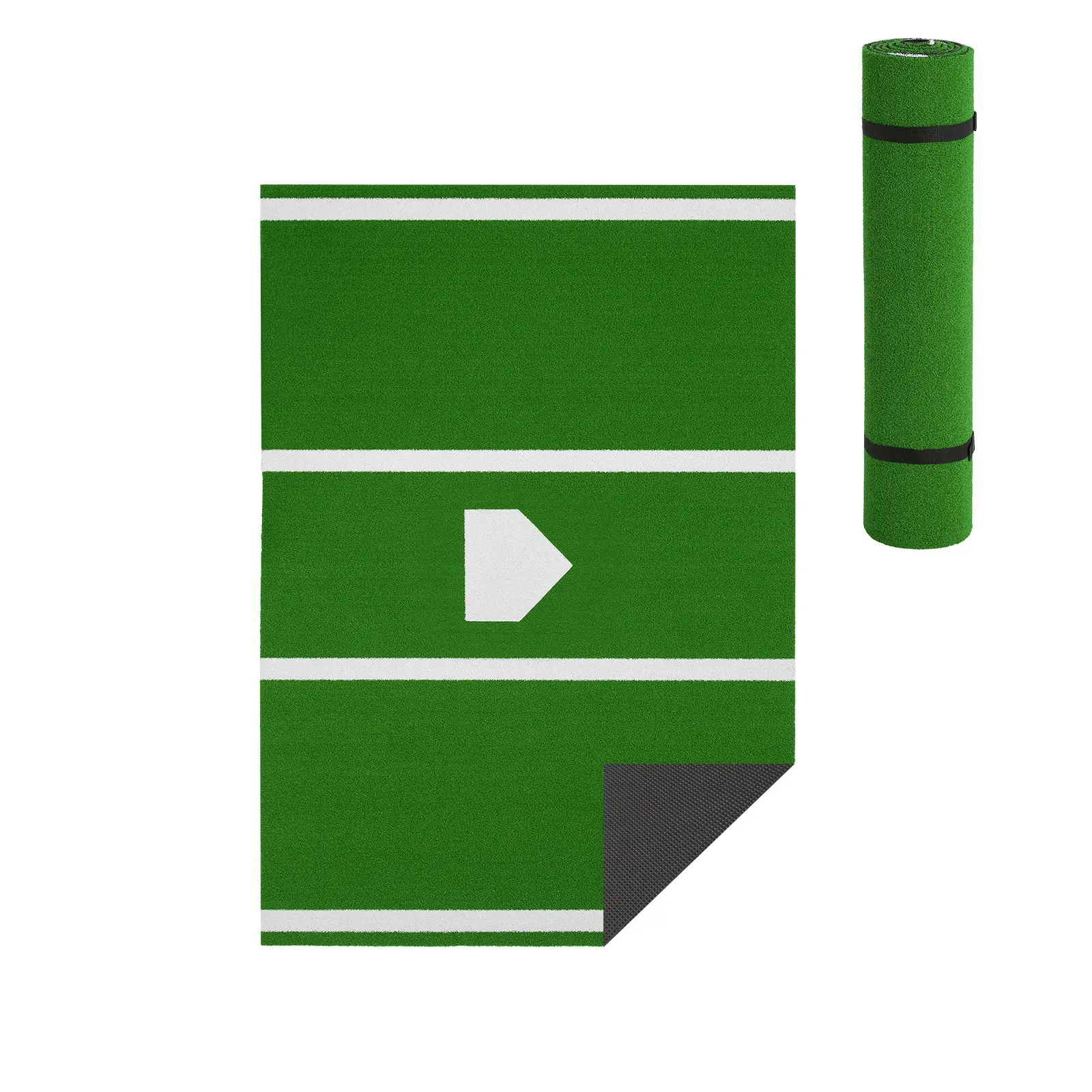 Baseball & Softball Batting Mat - 6x4 ft Durable EVA Grass Mat with Home Plate, Anti-Fade Turf, Anti-Slip Base for Indoor/Outdoor Training, Green