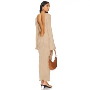 SNDYS Baha Long Sleeve Maxi Dress in Tan SNDYS Baha Long Sleeve Maxi Dress in Tan