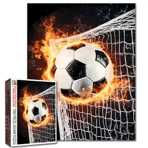 Tucocoo Sports Fire Theme 1000 Pieces Jigsaw Puzzle Soccer Fire Design Challenge Brain Teaser Stress Relief Family Game Wall Art Gift 27.5x20inch(70x50cm)