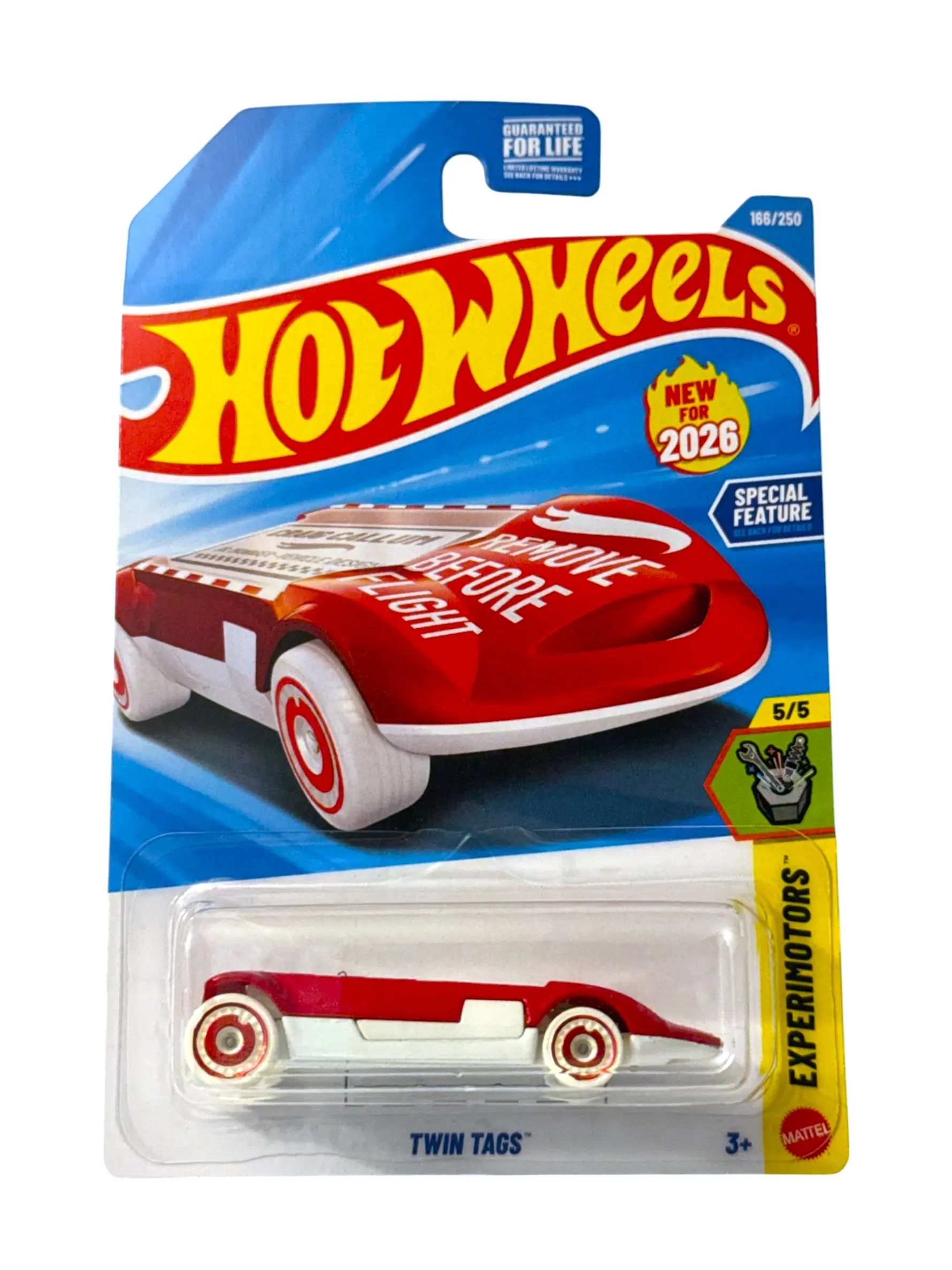 Hot Wheels 2026 Red White Twin Tags 166/250 Experimotors 5/5 H Case