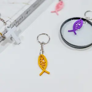 Ichthys "Jesus Fish" Keychain - 3D Printed Religious Keychain – Faith Gift for Him or Her, Small Gift for Bible Groups & Friends