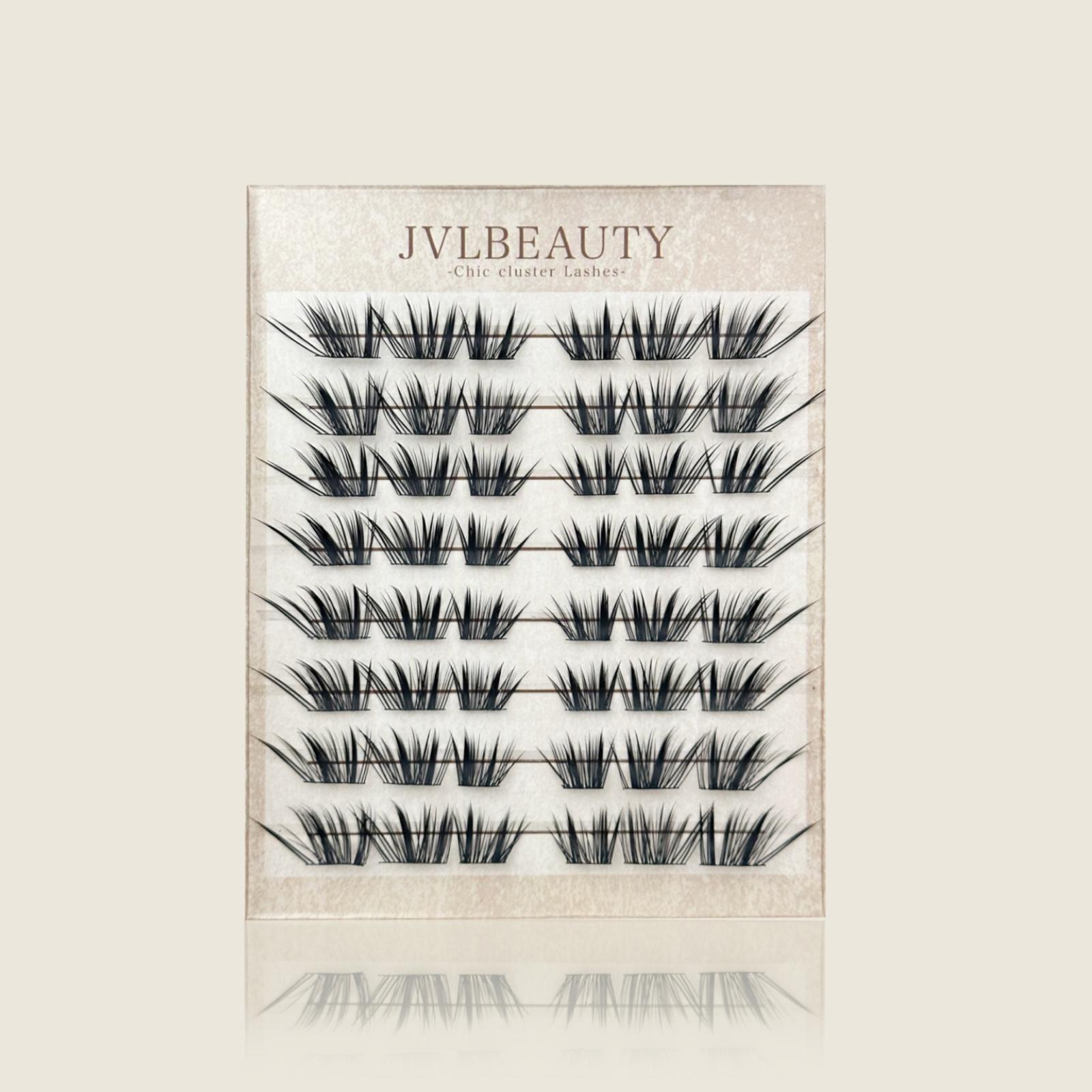 JVLBEAUTY 【Fortune Energy 888】Fox-Style Individual Cluster False Eyelashes, C Curl, Baby Curl, Asian-Inspired Look, Messy & Slanted Winged