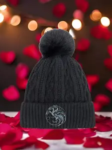 House Targaryen 2026 new model Multi Color Soft Fabric Pom Pom Winter Hat Warm Cozy Unisex Headwear with Universal Fit Versatile Cold Weather Accessory for All Genders & Outfits