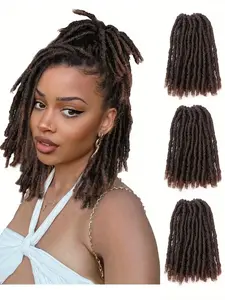 3 Packs Crochet Hair 60 Strands Faux Locs, Soft Locs Pre-Twisted Locs, 3 Packs Pre-Looped Crochet Hair for Women, 8 Inch Curly Short Wigs, Synthetic Twists Wigs
