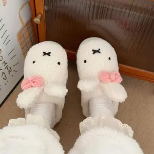 Miffy Bunny Plush Slippers Cartoon Rabbit Fuzzy Slippers Kawaii Cute Animal Warm Indoor Slippers For Girls Trendy Miffy Slippers