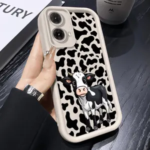 Cow with Spots Pattern TPU Protective Phone Case Cellphone suitable for Motorola Moto G85 G84 G75 G60 G54 G53 G50 G35 5G Shockproof Full Camera Protection Durable Slim Cover Smartphone Casing