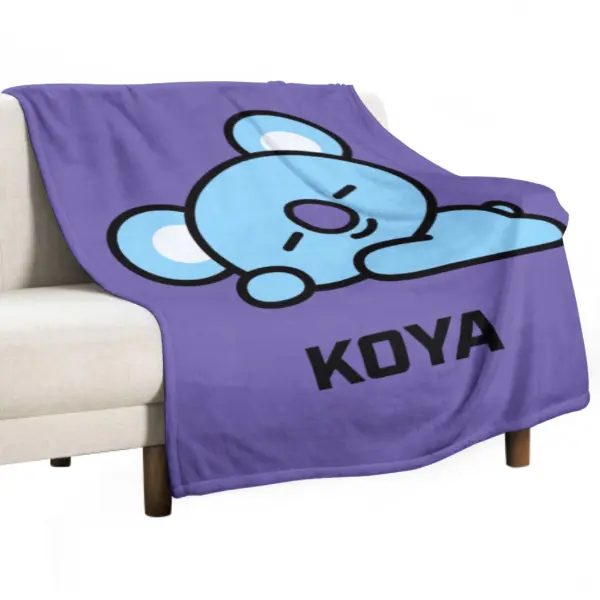 KPOP Fan Gift BT21 Blanket Cartoon KOYA Throw Blanket, Cozy Lightweight Outdoor Camping Blanket for Picnic, Sofa and Bedroom Decor