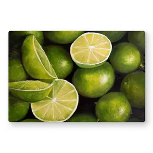 212 MAIN Artistic Limes Basket Wall Art - 12x18 in. Glossy Aluminum Metal Print, Still Life Green Modern Art Design, Home Decor Products for Indoor Decoration, Ideal Gift