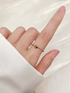 1pc Multifunctional Lucky Bead Ring, Women's Party Stainless Steel Bean Shaped Ring Jewelry