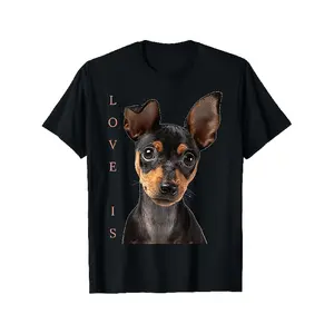 t shirt meme Men's Miniature Pinscher Dog Lover T-Shirt - Black Retro Mini Pincher Graphic with Love & Min Pin Lettering, Casual Crew Neck Short Sleeve Tee for Gym, Outdoor & Casual Attire - All-Season Comfort Fit for Miniature Pinscher Owners, Playful De