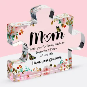 Gifts for Mom - Cute Engraved Acrylic Block Puzzles Piece - Adorable Mom Gift from Son, Daughter - Fun Christmas, Mothers Day, Birthday Gift Idea for Mom - Fancy Decoration Piece for Home Hypes Inventory, Signs, Puzzle Piece