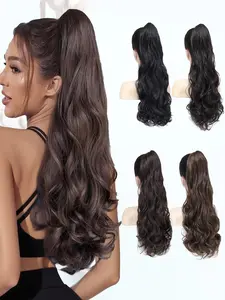 KAIRIYA 24 Inch Long Wavy Synthetic Ponytail Extension with Claw Clip – Natural Fluffy Hairpiece for Women, Easy Clip-In Hair Extension for Voluminous Styles, Synthetic Hairpieces