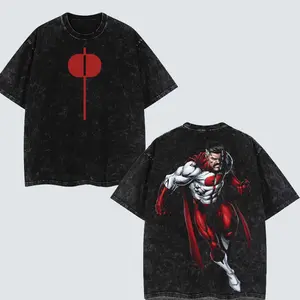 Limited Retro Oversized Vintage Invincible Omni Man Viltrumite Washed Tee Unisex Comic Superhero Graphic Shirt Double Printed Streetwear Heavyweight Cotton T Shirt Anime Manga Fan Gift Casual Wear
