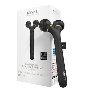 GESKE SmartAppGuided Sonic Facial Roller | 4 in 1 | Derma Roller | Facial Dermasmooth Stimulator | Derma Roll | Facial Roller for Skincare and Beauty Routine | Smooth Skin