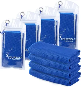 SYOURSELF Cooling Towels for Neck and Face, 4 Pack 40" X 12" Cooling Towel for Hot Weather, Soft Breathable Instant Cool Chilly Pad for Sports Golf Yoga Gym Athletes Camping Ice Towels(Dblue) Syourself