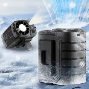 Portable Rechargeable Fan, Belt-Style Fan, 5 Wind Speeds, 13000 RPM Strong Air Volume, with Ice Cooler, Working Time Up to 24 Hours, Hands-Free Neck-Hanging Fan, Wearable, Suitable for Outdoor, Hiking, Construction Site, Home, USB Rechargeable Fan