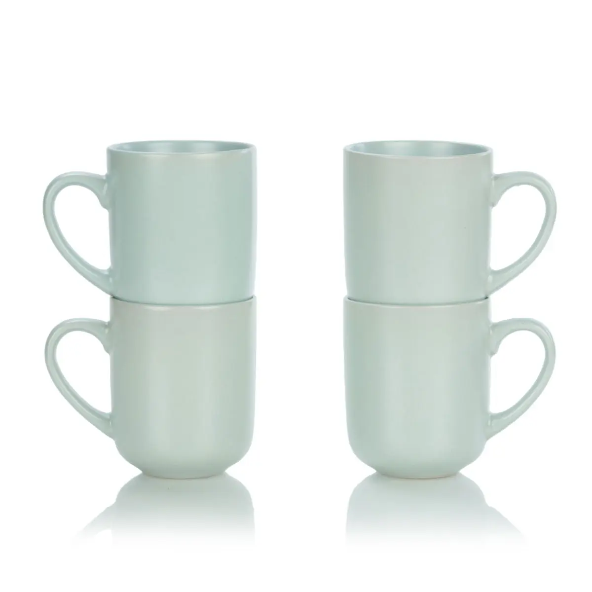 Everything Kitchens Modern Flat 15oz Mugs (Set of 4) | Stone Gray