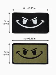 2pcs Smirk Face Patch Tactical Meme Morale Patch (Black & Army Green)