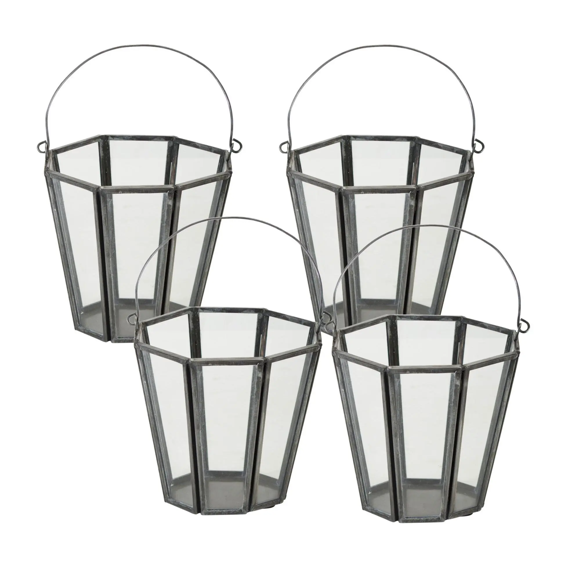 Melrose Iron Glass Pane Candle Holder - Set of Four