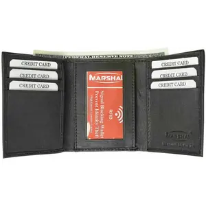 Real Leather Slim Wallets For Men Trifold Mens Wallet W/ ID Window RFID Blocking