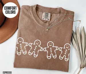 Comfort Colors Gingerbread Shirt Cute Christmas Shirt Gingerbread Man Tshirt Women Holiday T Shirt Winter Tee Gift for Baker Christmas Top | Trendy Shirt