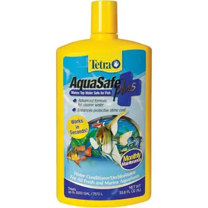 Tetra Fish Tank Water Conditioner and Dechlorinator, Aquasafe Plus, Fresh Water and Marine Aquariums 33.8-Ounce
