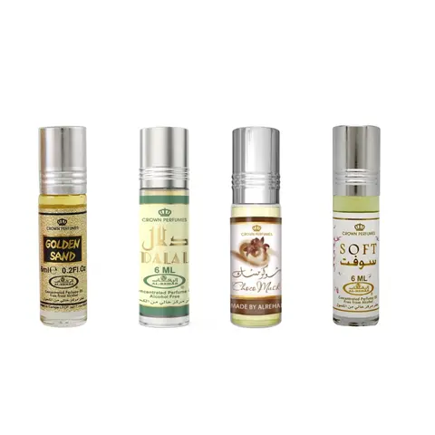 (4pc Bundle Pack) Dalal, Golden Sand, Choco Musk, Soft Oil Roll-On by Al-Rehab, 6ml