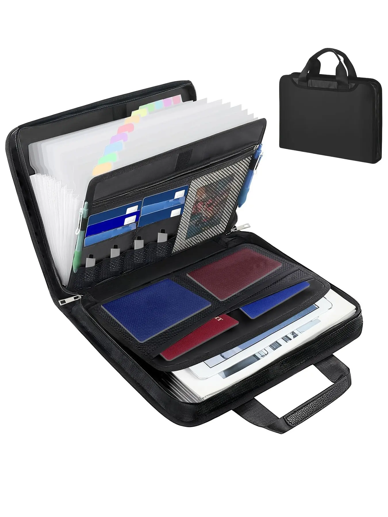 Fireproof Important Document Organizer with Handle, 12 Pockets Expanding File Folder, File Storage Folder, Accordion File Organizer with Zipper & Labels, Files Organizer, Documents Organizer, File Folders with Pockets