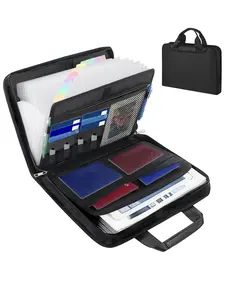 Fireproof Important Document Organizer with Handle, 12 Pockets Expanding File Folder, Accordion File Organizer with Zipper & Labels, Files Organizer