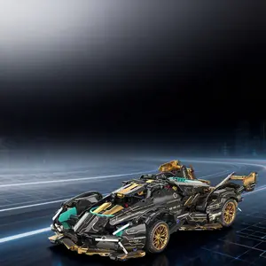 1251pcs Creative Gold Concept Supercar Model, 1:14 Series Building Blocks, Medium Difficulty Mechanical Set, Perfect Gift for Holidays and Birthdays