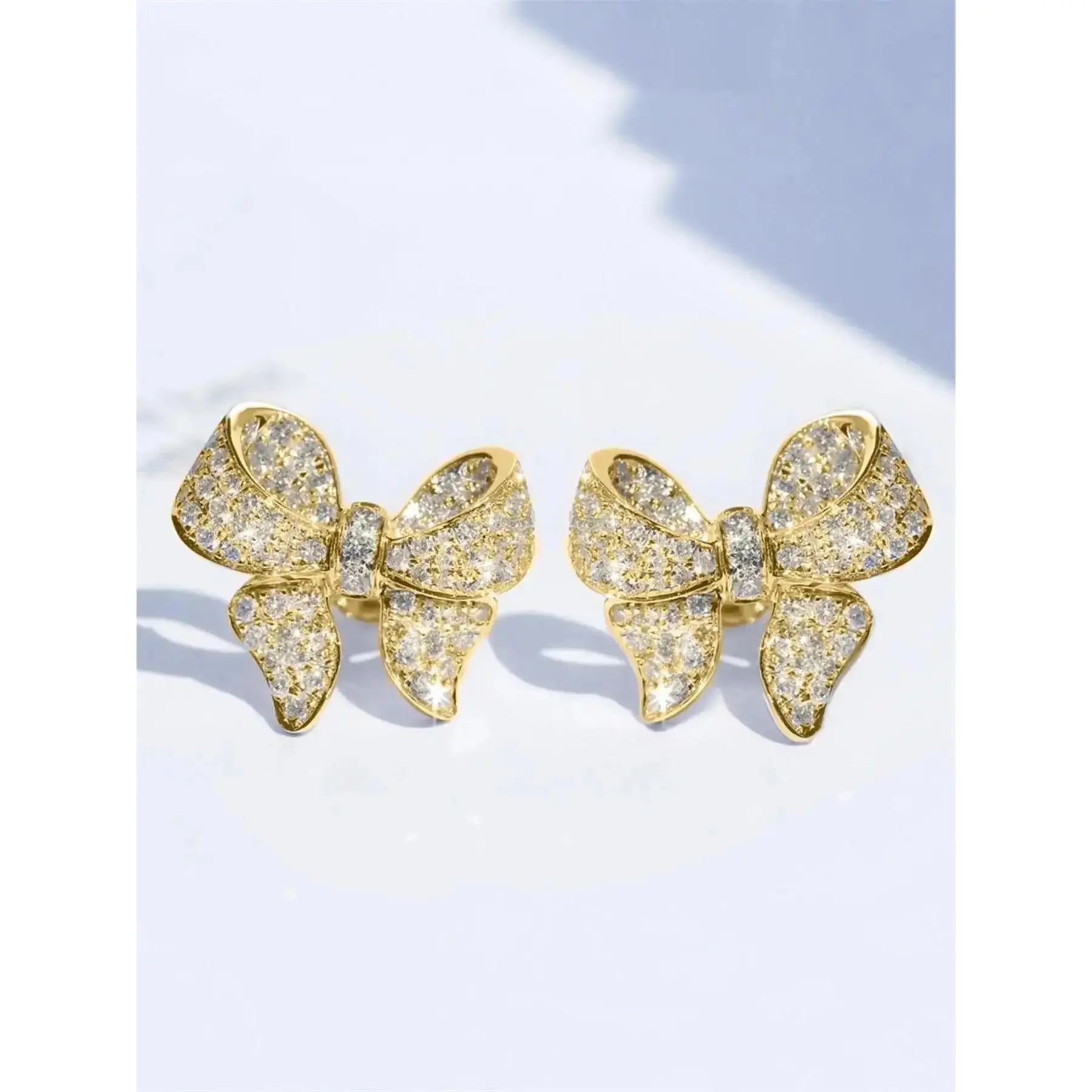 1 Pair Rhinestone Decorated Bow Design Stud Earrings, Shining Earrings, Elegant, Chic Gorgeous Jewelry for Party, Daily Clothing Decor, Trendy All-match & Exquisite Jewelry for Birthday Gift, Versatile Earrings, Ear Studs