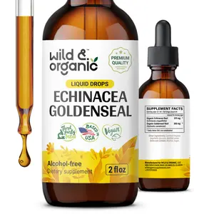 Wild & Organic's Echinacea Goldenseal Liquid Drops - Immune Support Supplement w/Goldenseal Echinacea Root Extract - Vegan, Sugar & Alcohol-Free Tincture