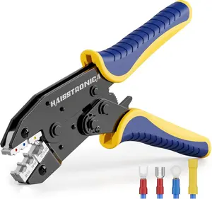 Crimping Tool for Insulated Wire Connectors, AWG 22-10 Ratchet Crimper, HS-9327 Terminal Tool