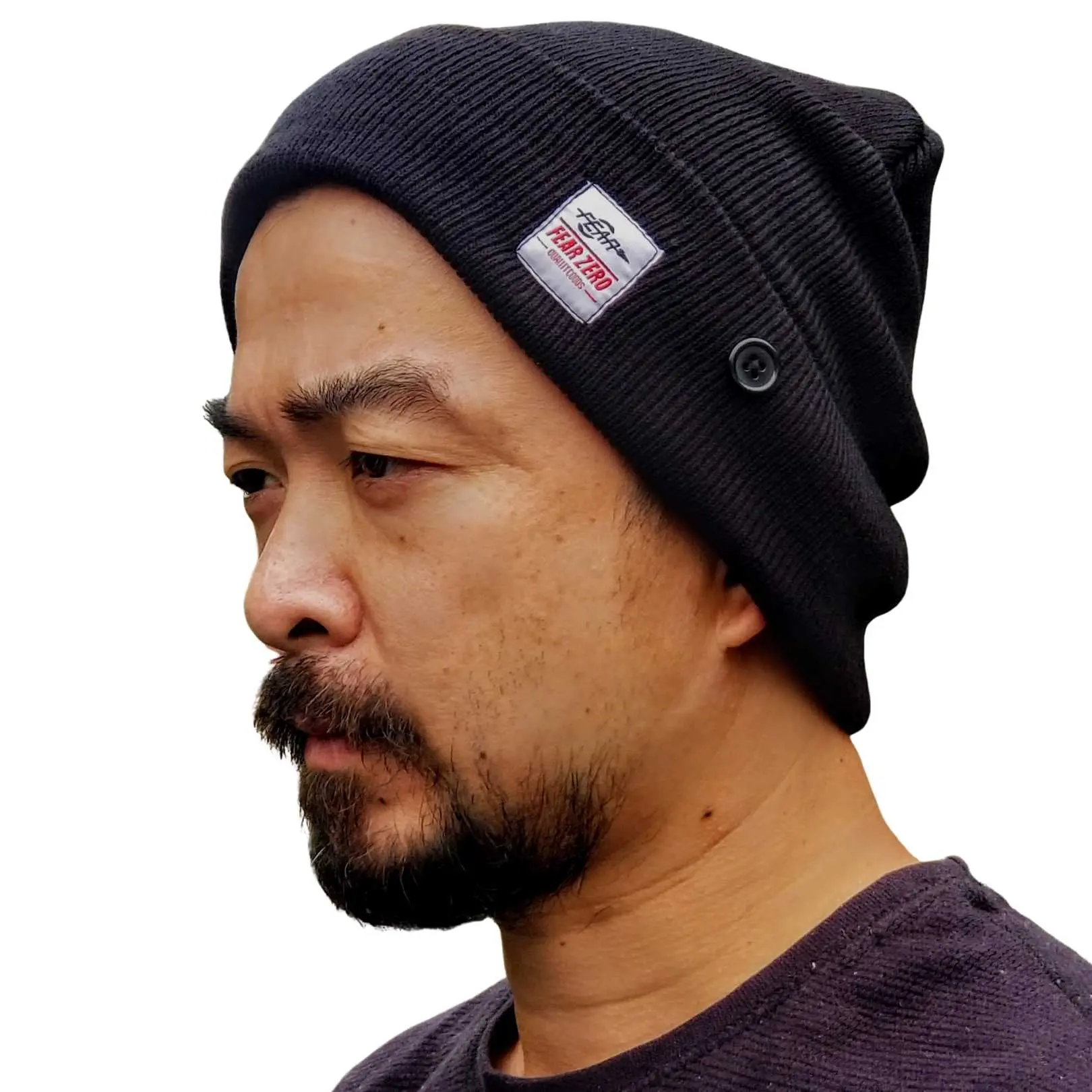 Fear0 NJ Button Rib Fold Watch Cap Skateboard Beanie Hat micro beanie nino  beanie street trend