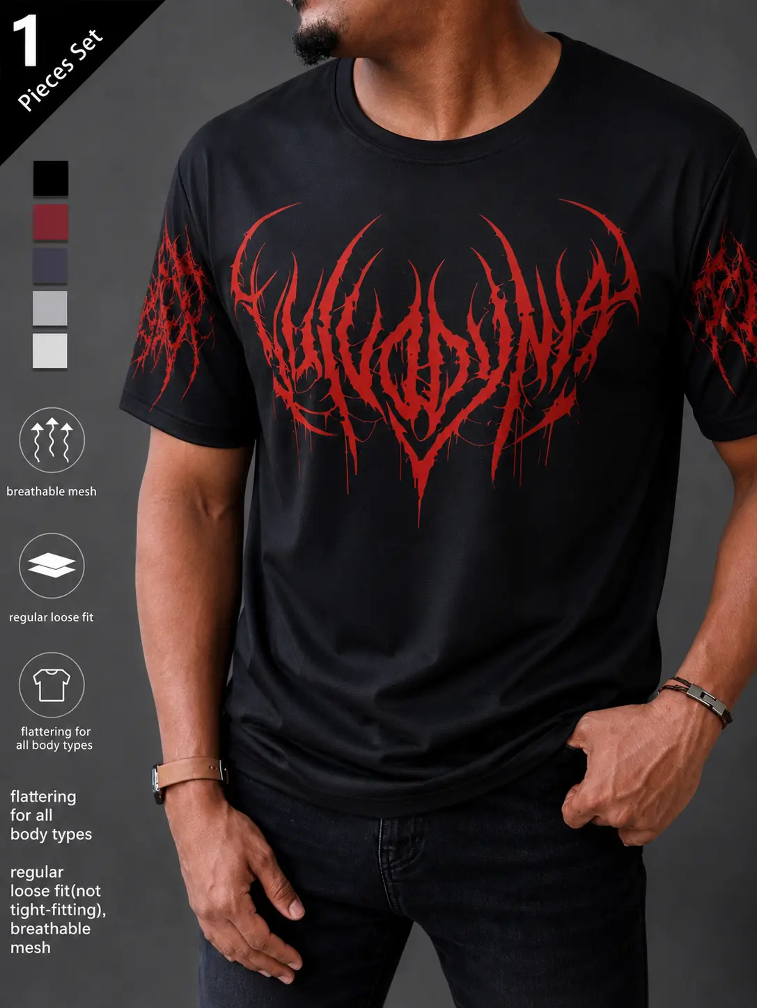 Men’s Gothic Print Crew Neck Short Sleeve Sports T-Shirt Men’s Graphic T-Shirt Skeleton Shirt Tattoo Shirt Patterned Shirt Halloween Activewear Compression Top Men’s Love Skull Wetsuit