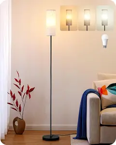 Floor Lamps for Living Room, 63.7in Minimalist Standing Lamp with 9W LED Bulb, 3 Color Temperature, Modern Corner Lamp for Bedroom, Nursery, Office, Foot Pedal Switch, Black