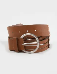 3  Womens Strap Circle Belt, Khaki